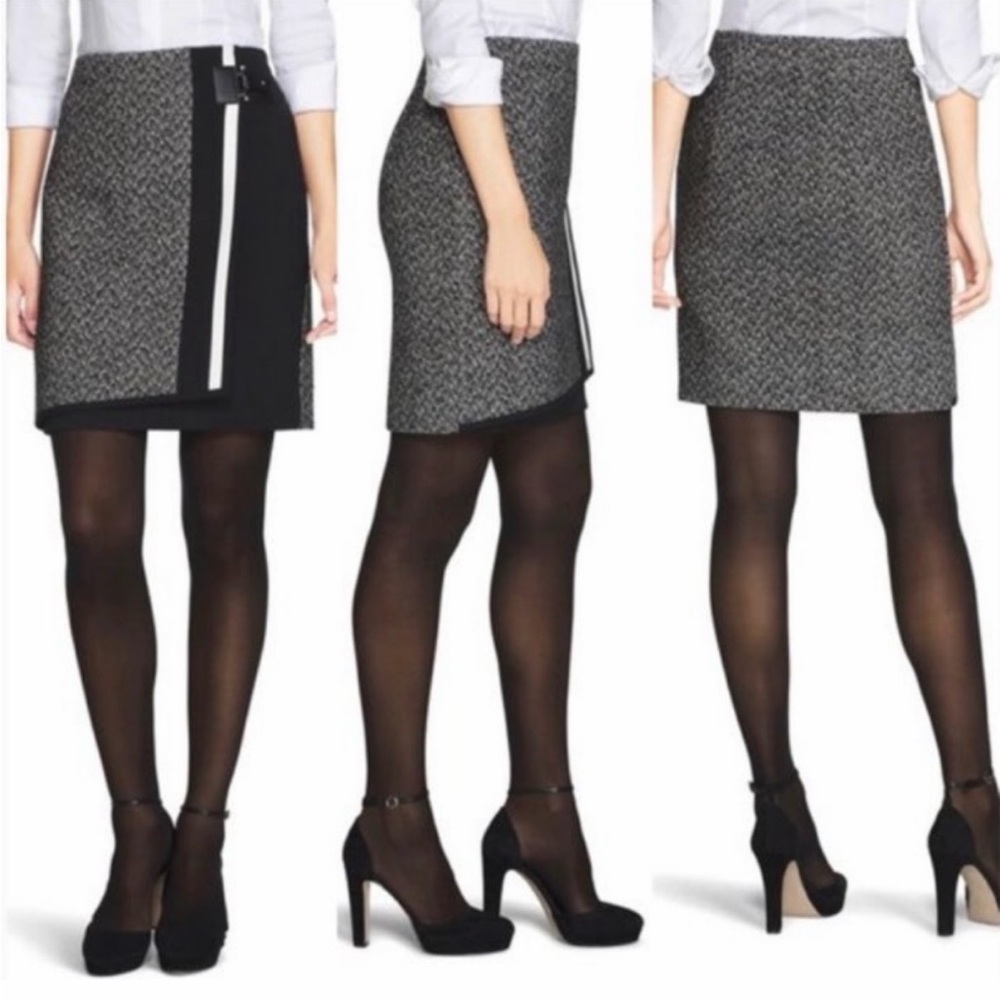 Tweed White House black market Gray Textured Wrap-Detail Women's Skirt - Brand